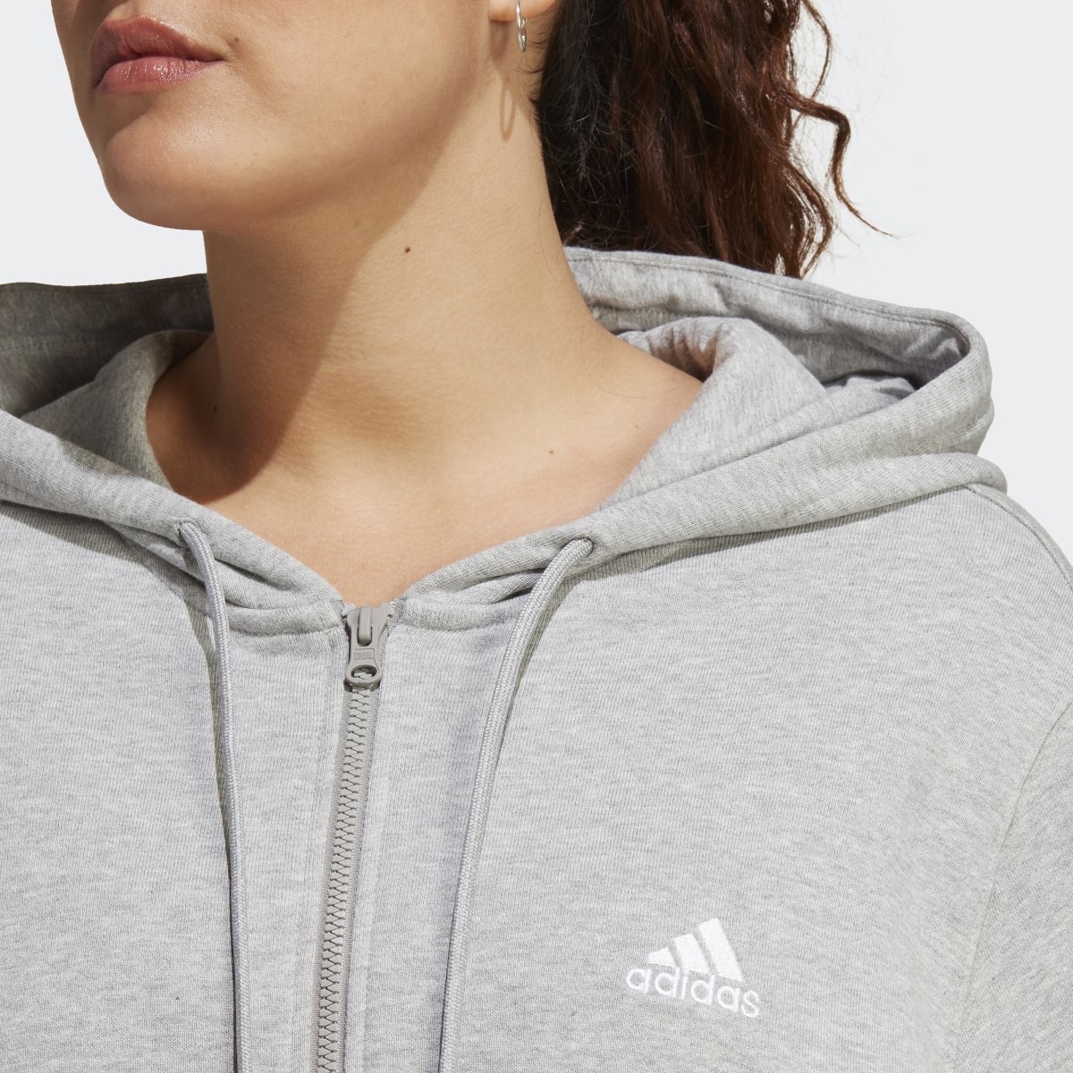 Adidas Veste à capuche entièrement zippée en molleton Essentials Linear (Grandes tailles). 6