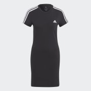 adidas Essentials 3 Streifen Single Jersey Fitted T Shirt Kleid Schwarz adidas Deutschland