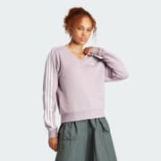 adidas Essentials 3 Stripes V Neck Sweatshirt Black adidas Canada