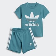 adidas Trefoil Shorts Tee Set - White