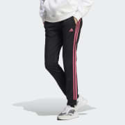 B43986] Womens Adidas Athletics 3S 3 Stripe Tapered Pants - Navy White