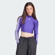 Adidas three shop stripe crop top