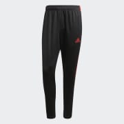 Red and black hotsell adidas track pants