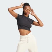 Adidas originals reveal your voice on sale ribbed side tape cropped tee
