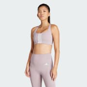 adidas Training 3 stripe medium support sports bra in black - ShopStyle