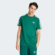 adidas Essentials Single Jersey 3 Streifen T Shirt Grun adidas Deutschland