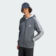 Adidas Men's Essentials 3-Stripes Fleece Full-Zip Hoodie