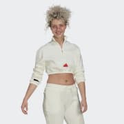 adidas Cropped Half-Zip Sweatshirt - White | Women's Training