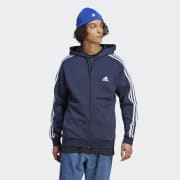 Adidas Sudadera Con Capucha y Cremallera Integral para Hombre Essentials  Fleece 3-Stripes Negro IB4029. Jekoshop ES