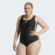 adidas Adicolor 3-Stripes Swimsuit (Plus Size) - Blue