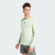 Adidas Workout Long Sleeve Tee Men Semi Green Spark Black 2XL