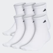 adidas Athletic Cushioned Quarter Socks 6 Pairs XL - Black | Men's