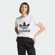 Adidas originals t-shirt outline trefoil logo deals white du8536