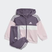 adidas Tiberio 3 Stripes Colorblock Fleece Track Suit Kids Purple adidas UK