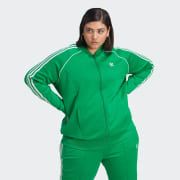 adidas Satin SST Track Jacket (Plus Size) - Beige, Women's Lifestyle