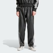 Faux leather track pants shop