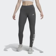 adidas Womens Linear-Logo Full Length Leggings,Dark Grey Heather,X-Small 