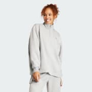 adidas ALL SZN | US Women\'s Sweatshirt | adidas Quarter-Zip - Grey Fleece Lifestyle