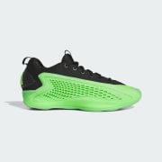 Adidas Mens Anthony Edwards Anthony Edwards 1 Low Basketball Shoes Core Black Lucid Lime Aurora Ink Size 10.5