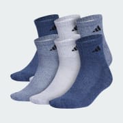 adidas Athletic Cushioned Quarter Socks 6 Pairs XL - Black | Men's