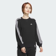 アディダス エッセンシャルズ プラス スリーストライプス フレンチテリー クルーネックスウェットシャツ - ブラック | アディダス ジャパン