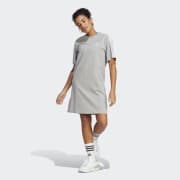 adidas Essentials 3-Stripes Single Jersey Boyfriend Tee Dress (Plus Size) -  Purple, Women's Lifestyle