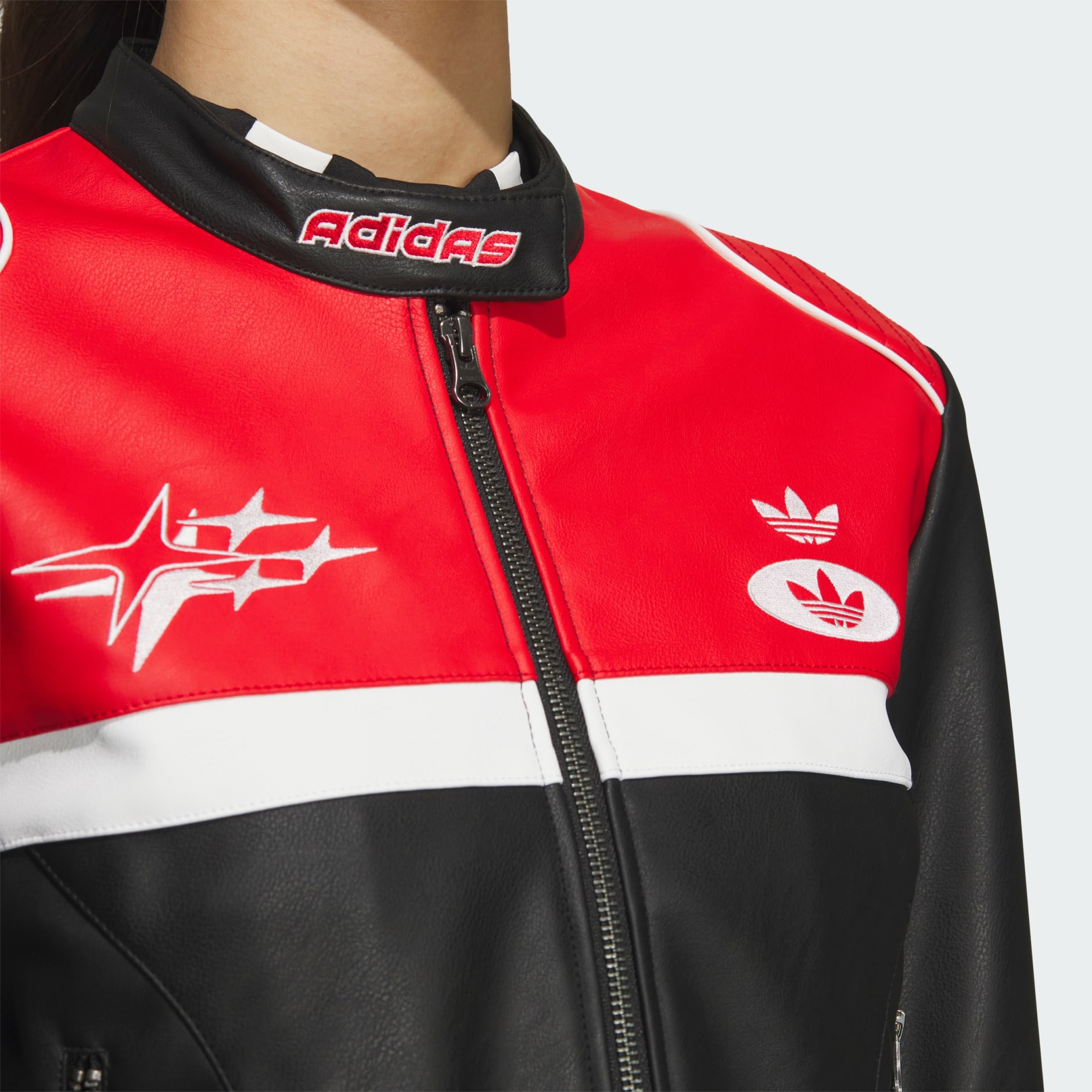 Racing V-Day Pleather Jacket - Black | adidas Hong Kong