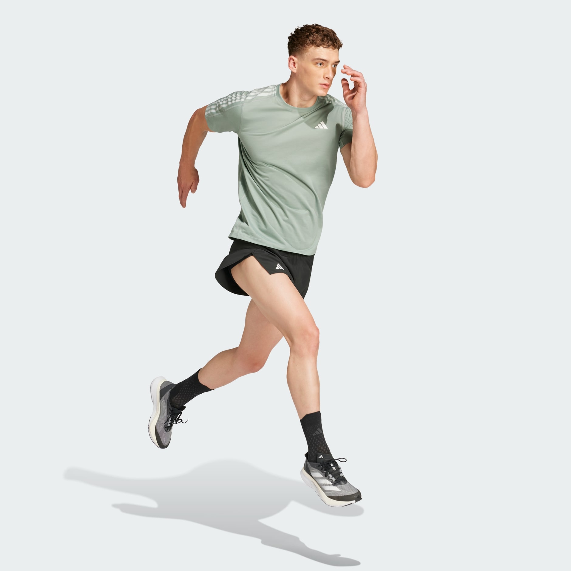 Clothing - Own the Run 3-Stripes Tee - Green | adidas South Africa