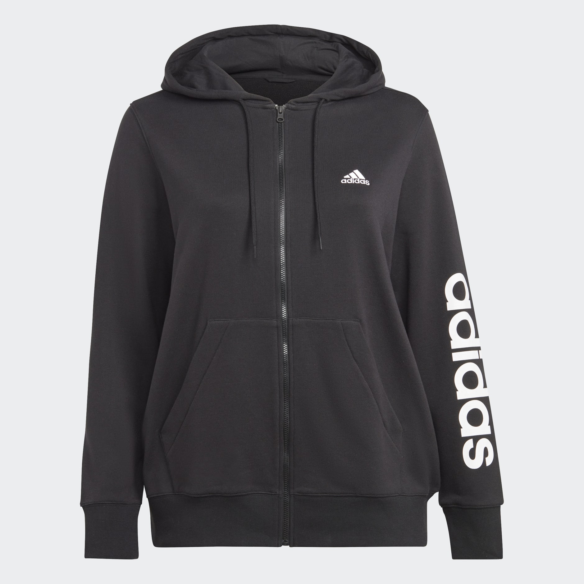 Adidas Essentials Linear Full Zip French Terry Hoodie Plus Size