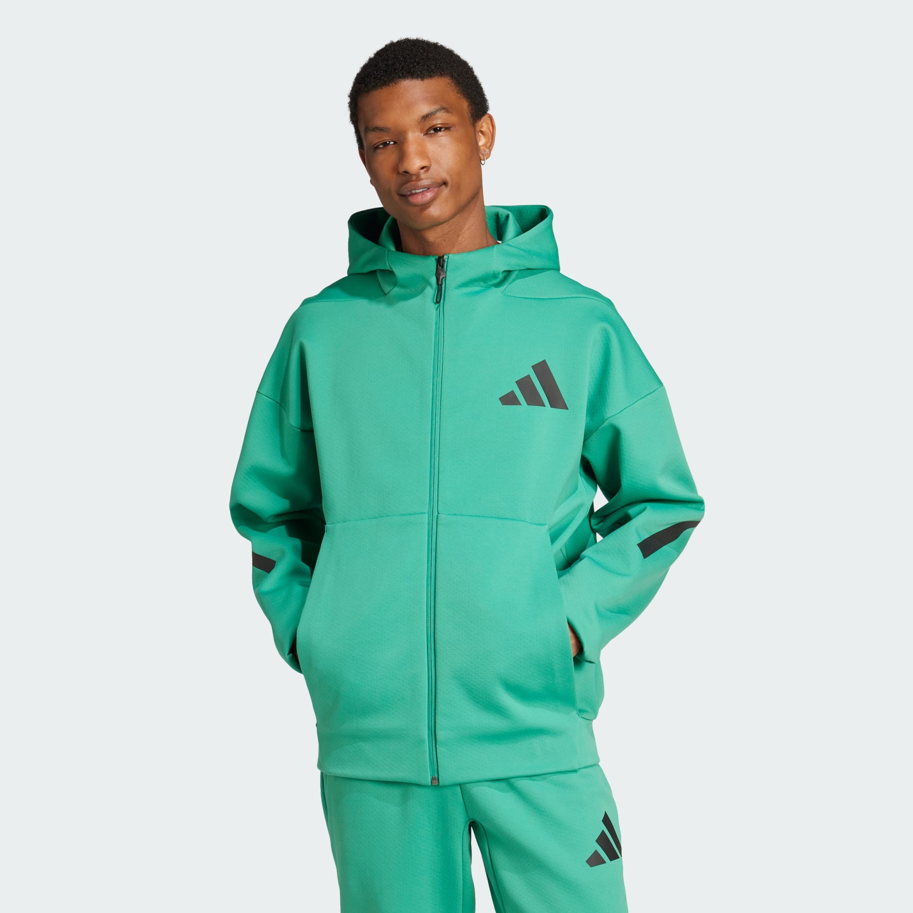 全国宅配無料 - Jacket Track Hooded Full-Zip Z.N.E. Green Kong Hong adidas | ウォーキング・ランニングウェア