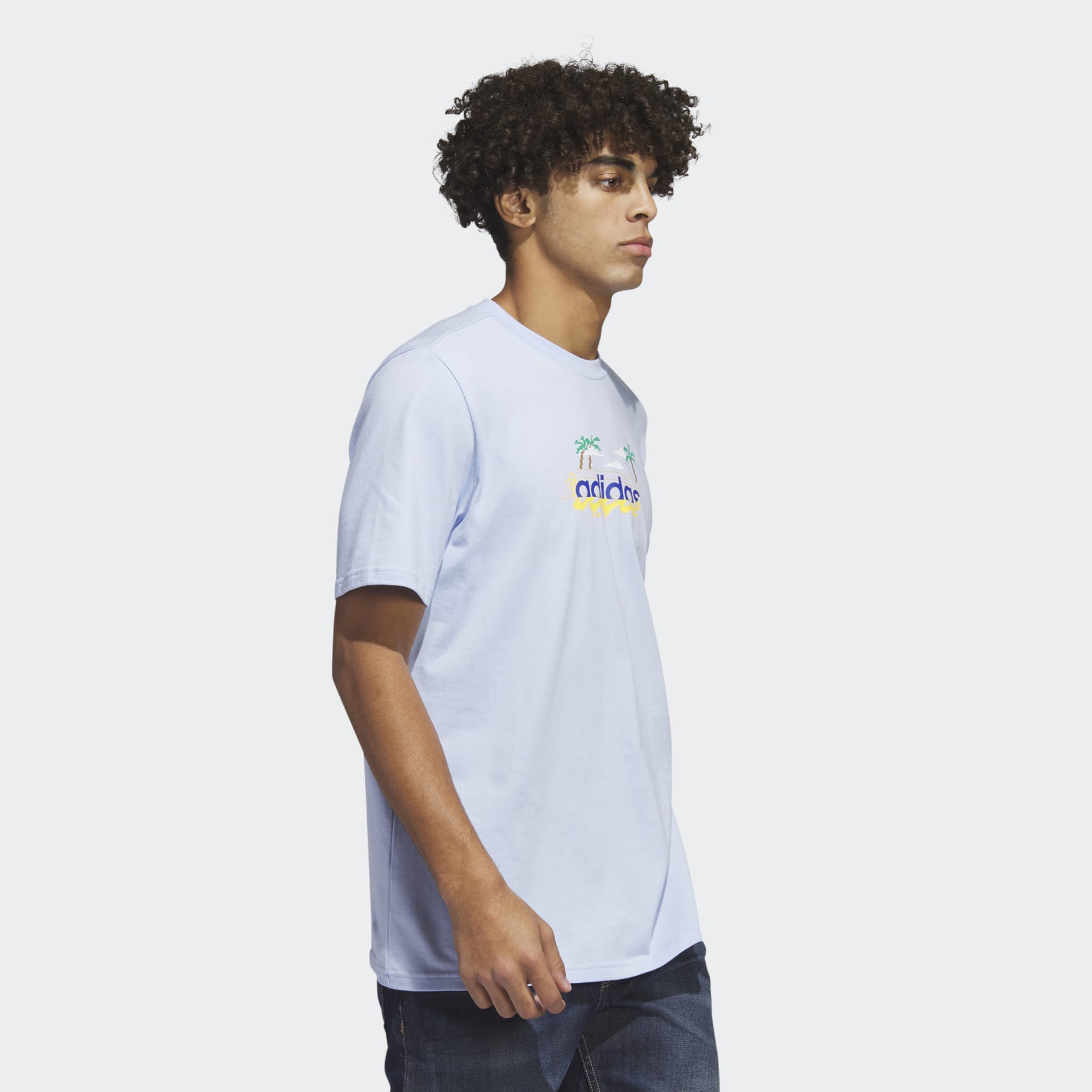 adidas T-shirt graphique à manches courtes Linear Beach-Bit - Bleu