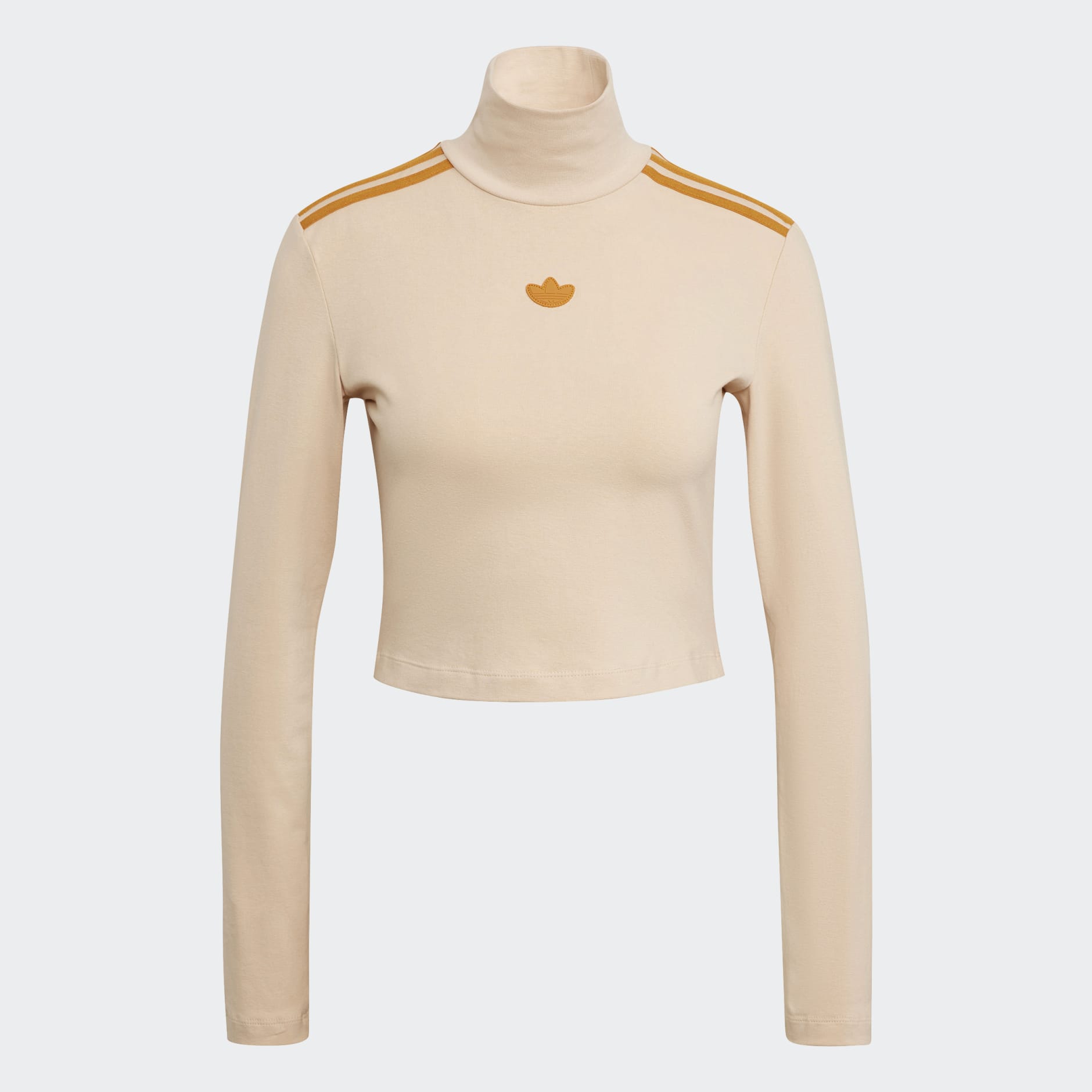 Cropped Tight-Fit Long Sleeve Tee with Metallic Stripes