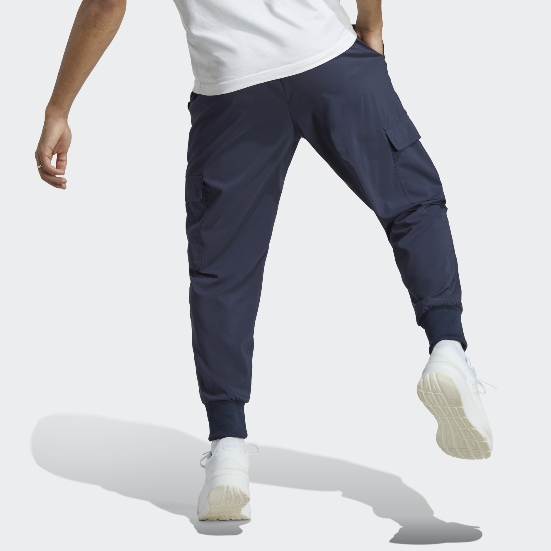 adidas Essentials Small Logo Woven Cargo Ankle-Length Pants - Blue ...