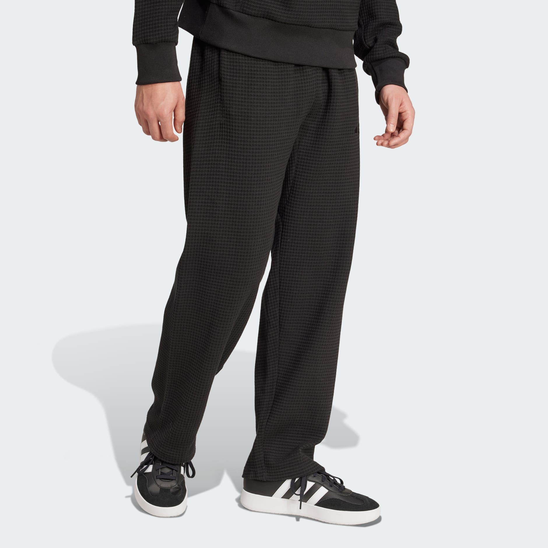 Clothing - ALL SZN Waffle Knit Open Hem Pants - Black | adidas Oman