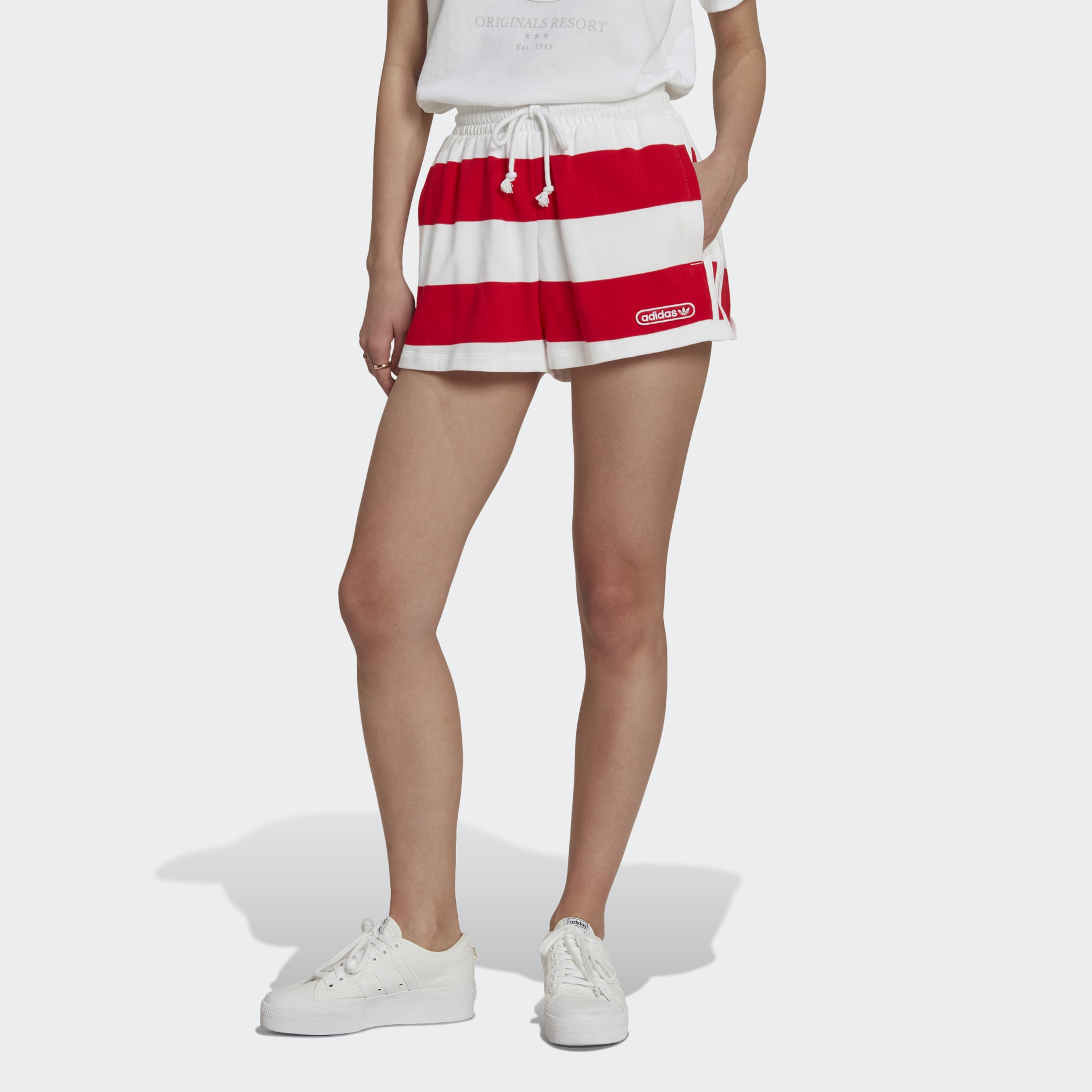 Mid Waist Striped Shorts