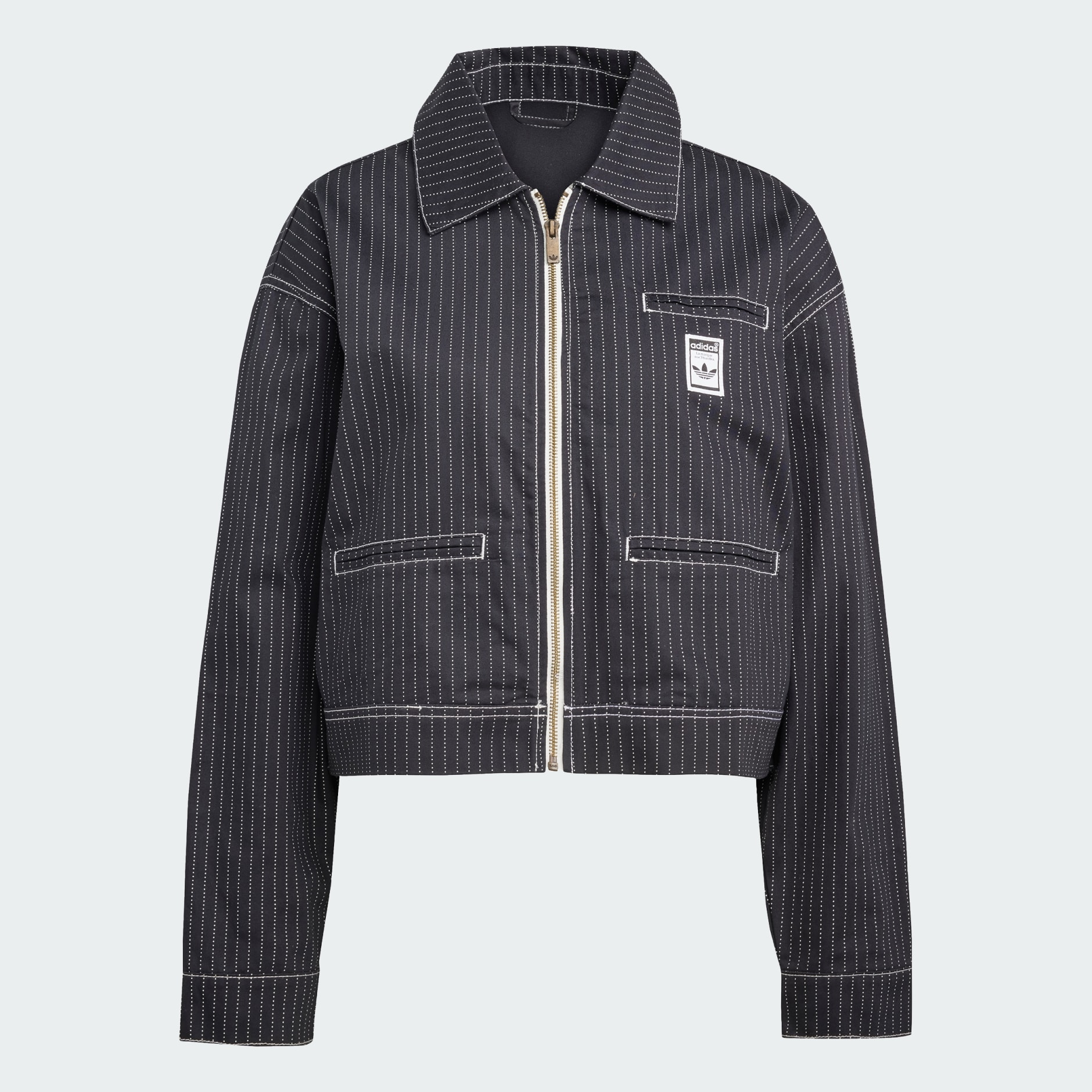 CLOTHING - Allover Print Cropped Zipped Jacket - Grey