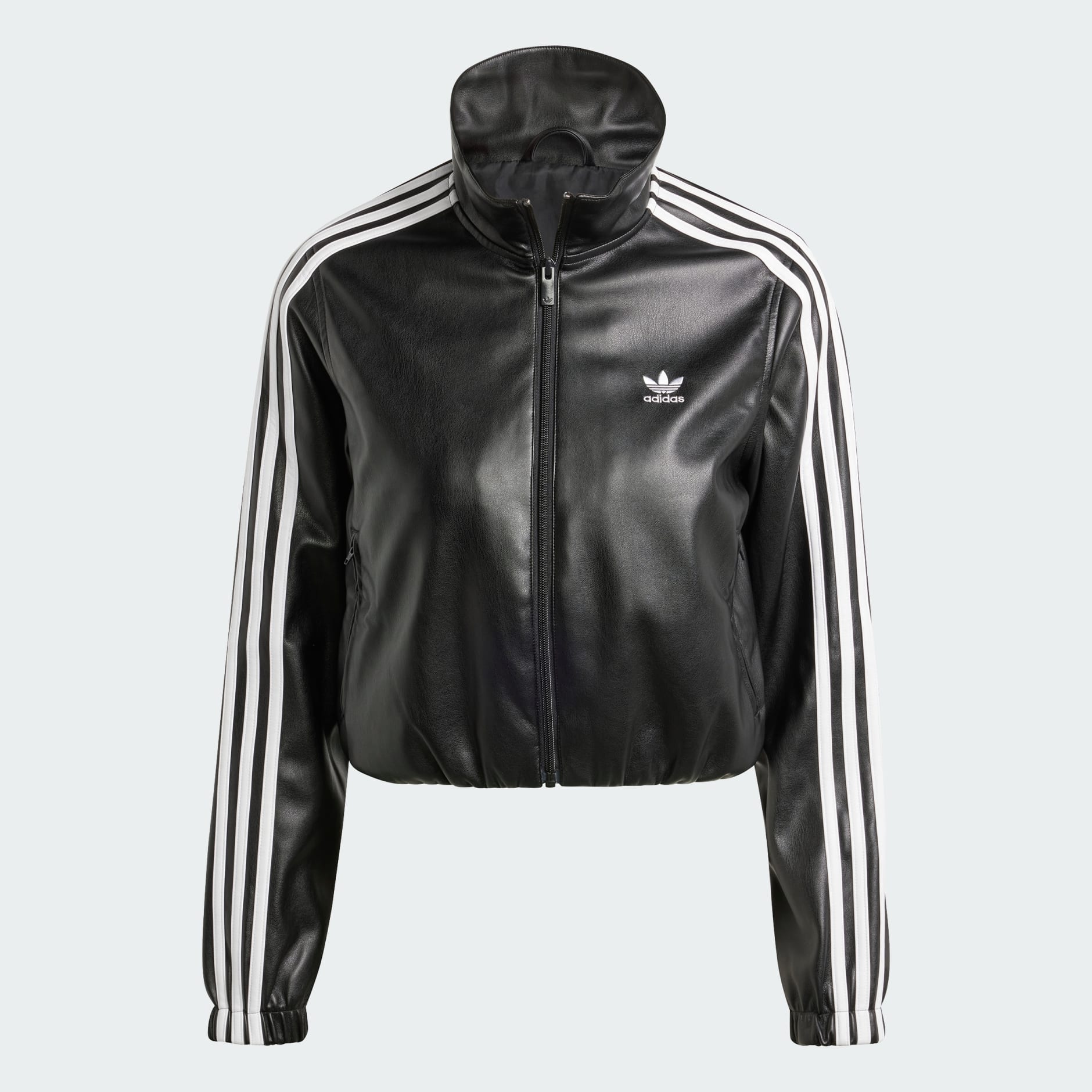 Women s Clothing Firebird Pleather Track Top Black adidas Saudi Arabia