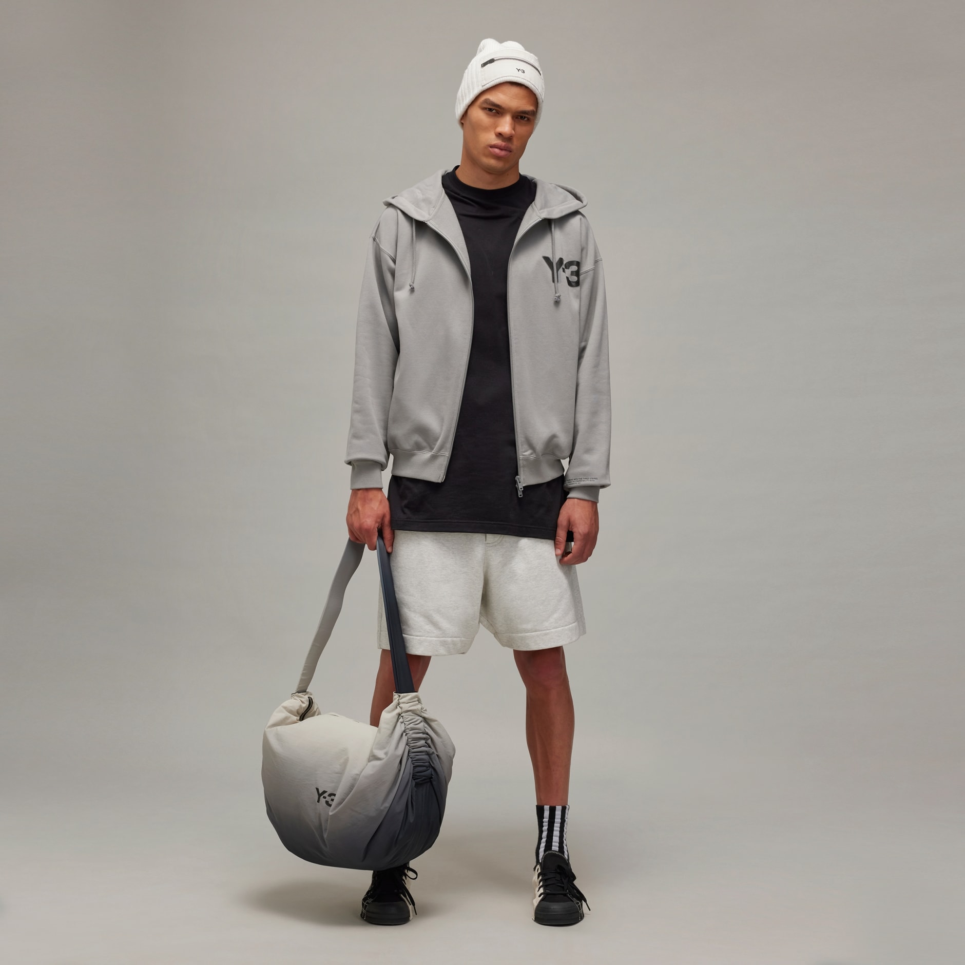 【関税&送料込】Adidas Y-3 Grey Hoodie Adidas × Y-3 × Yohji Yamamoto Y-3 Classic Logo Zip Up Grey