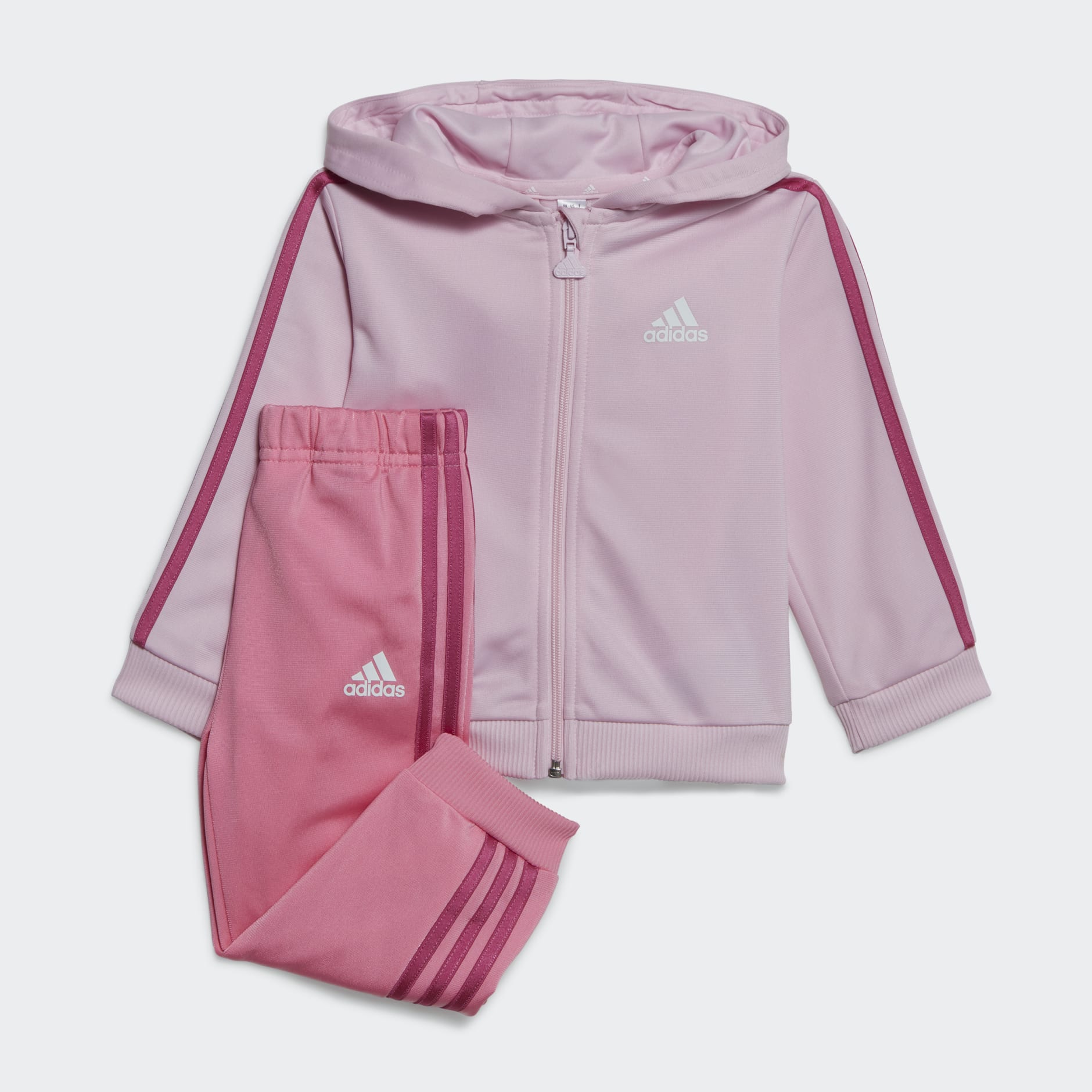 adidas Essentials Shiny Hooded Track Suit - Pink | adidas UAE