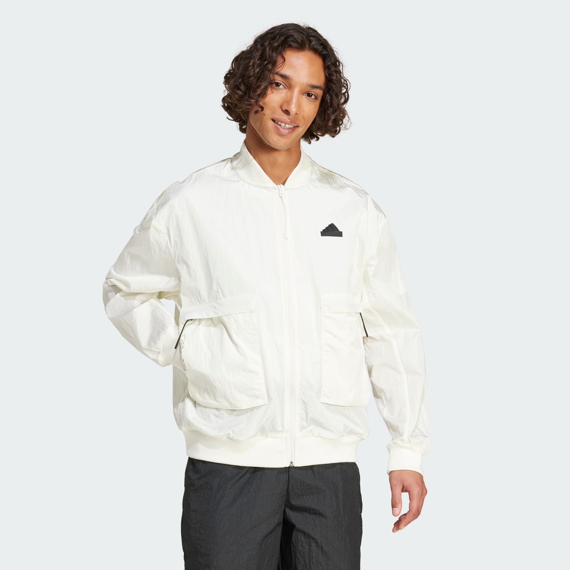 Adidas bomber jacket white on sale