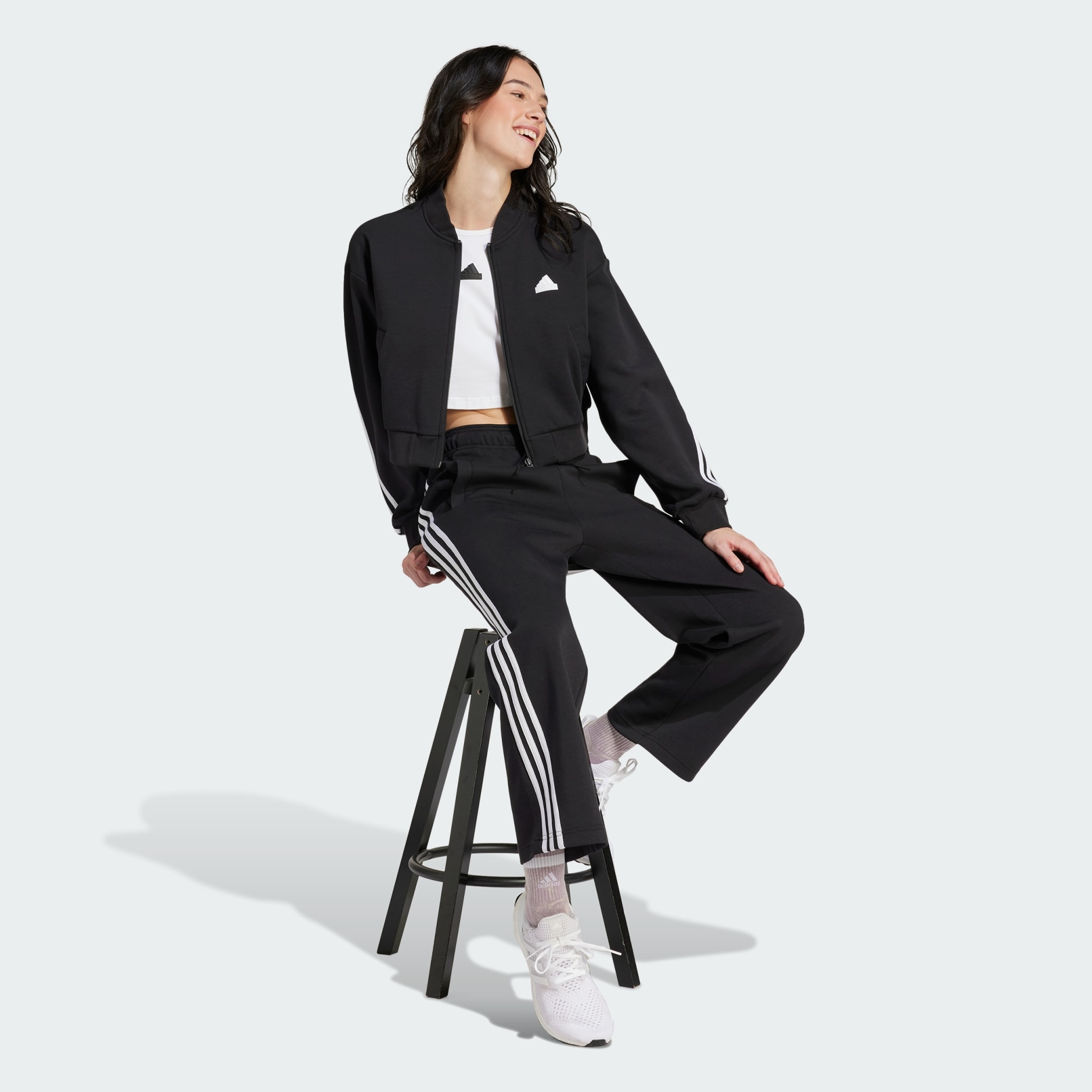 adidas Future Icons 3-Stripes Open Hem Pants - Black | adidas UAE