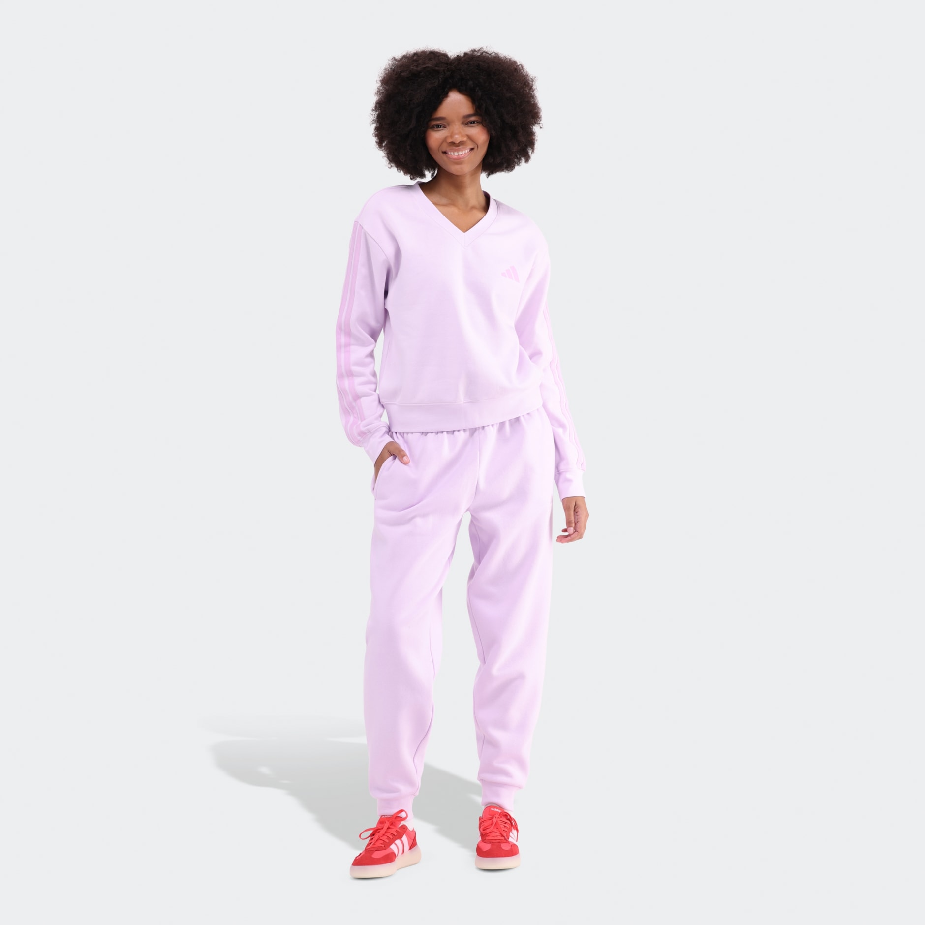 Essentials 3-Stripes French Terry V-neck Sweatshirt