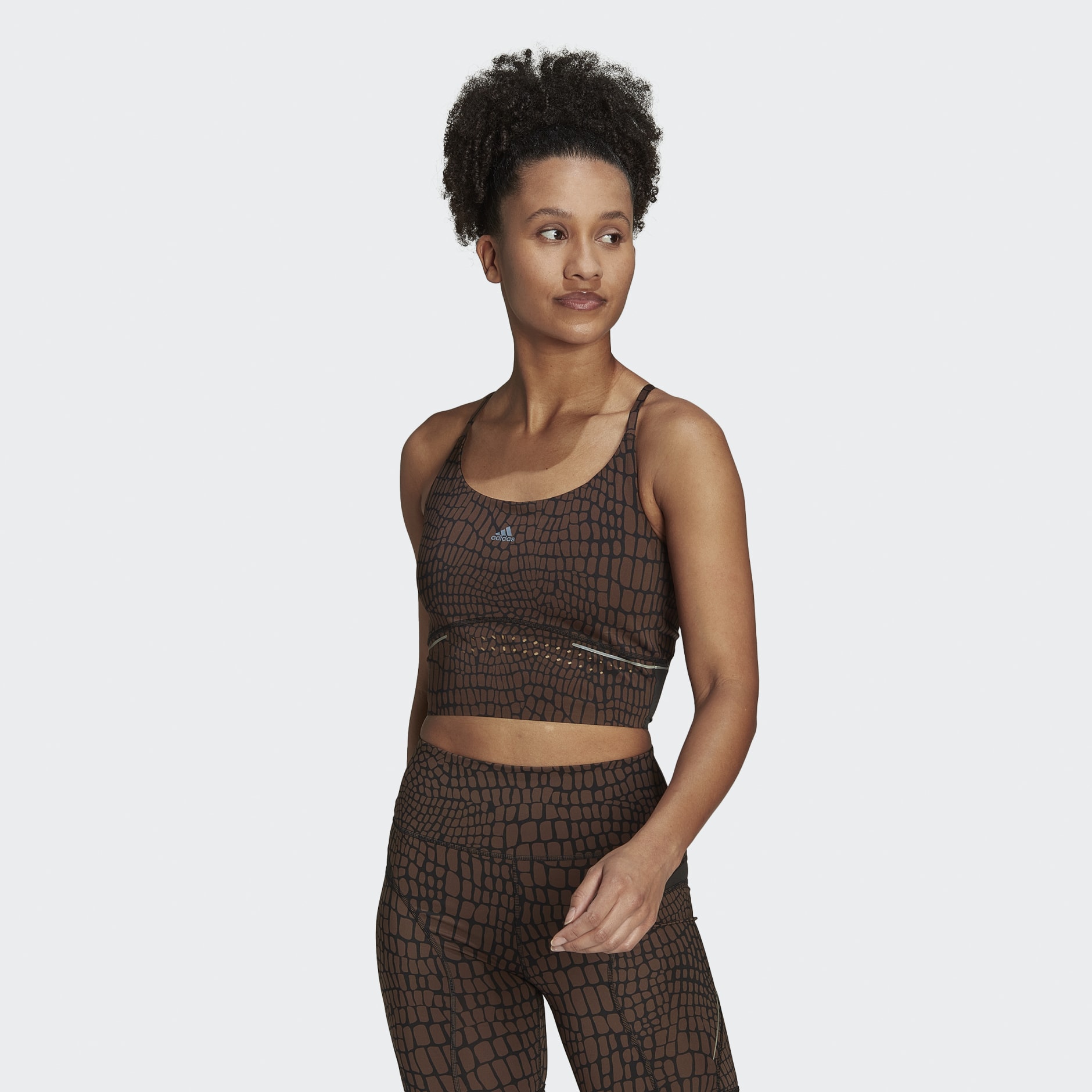 Clothing - HIIT 45 Seconds Croco Crop Tank Top - Brown | adidas South ...