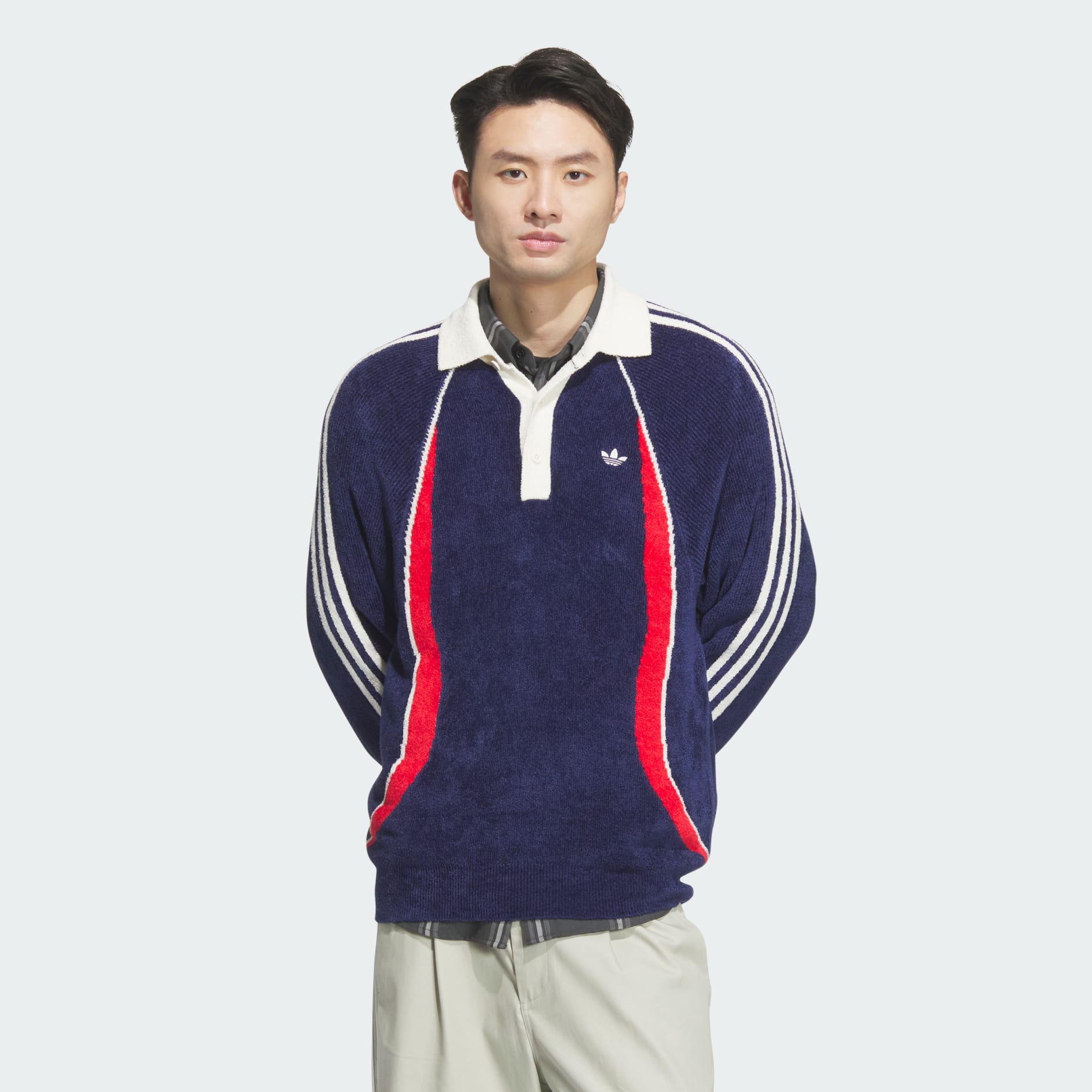 【adidas】RETRO REMIX POLO SWEATSHIRT スウェットシャツ Retro Remix Polo Sweater - Blue | adidas Hong Kong