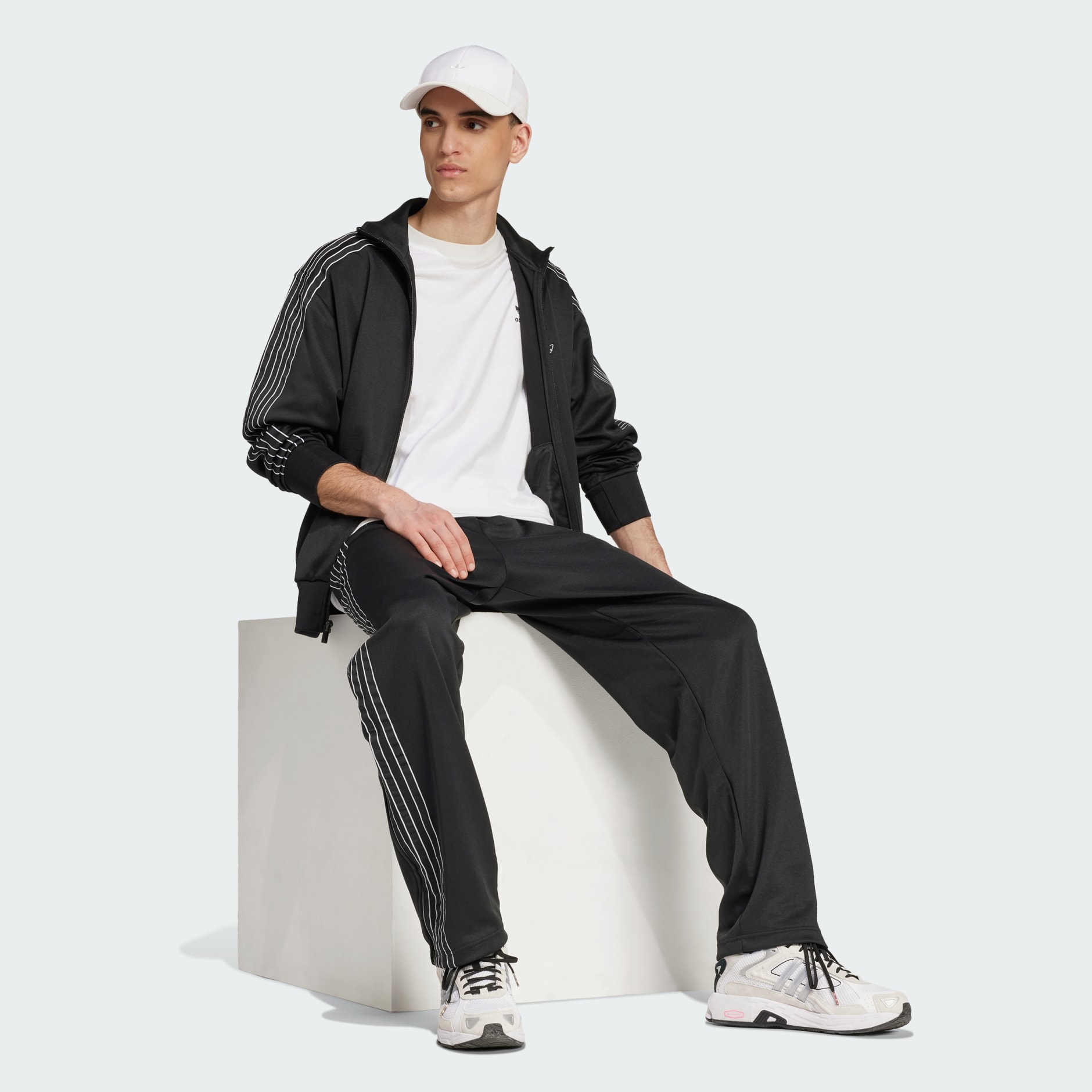 Adidas trefoil track pants black online