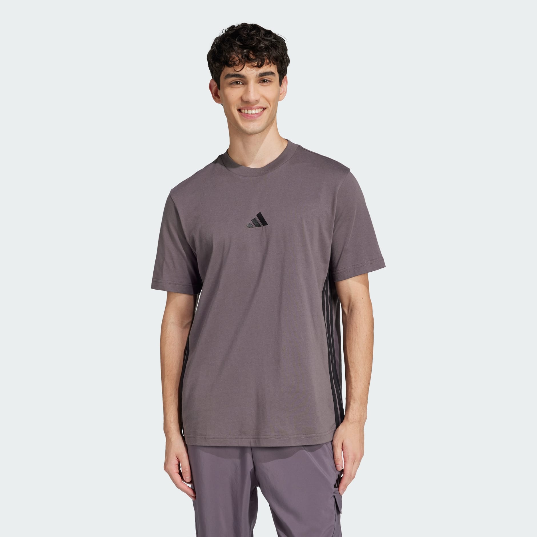 Clothing - Essentials 3-Stripes Single Jersey Tee - Grey | adidas Oman