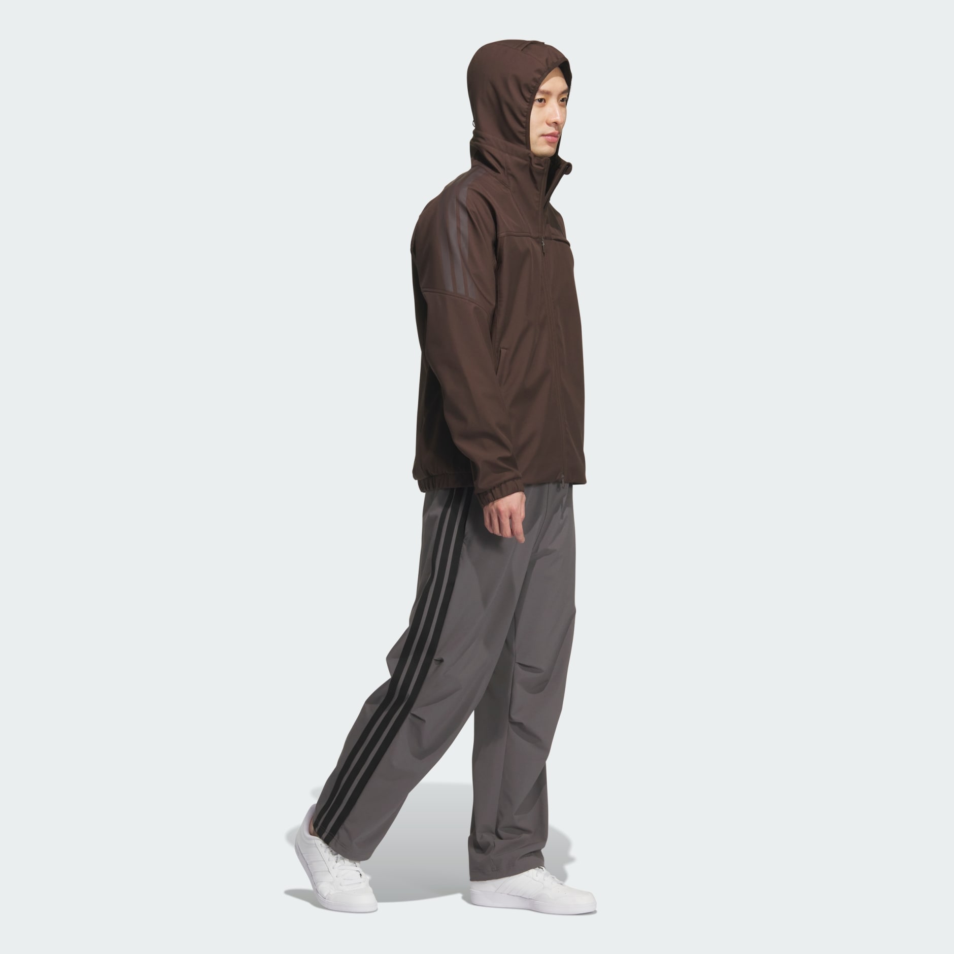 3STRIPES REGULAR FIT BONDED FLEECE HOODED WIND JACKET