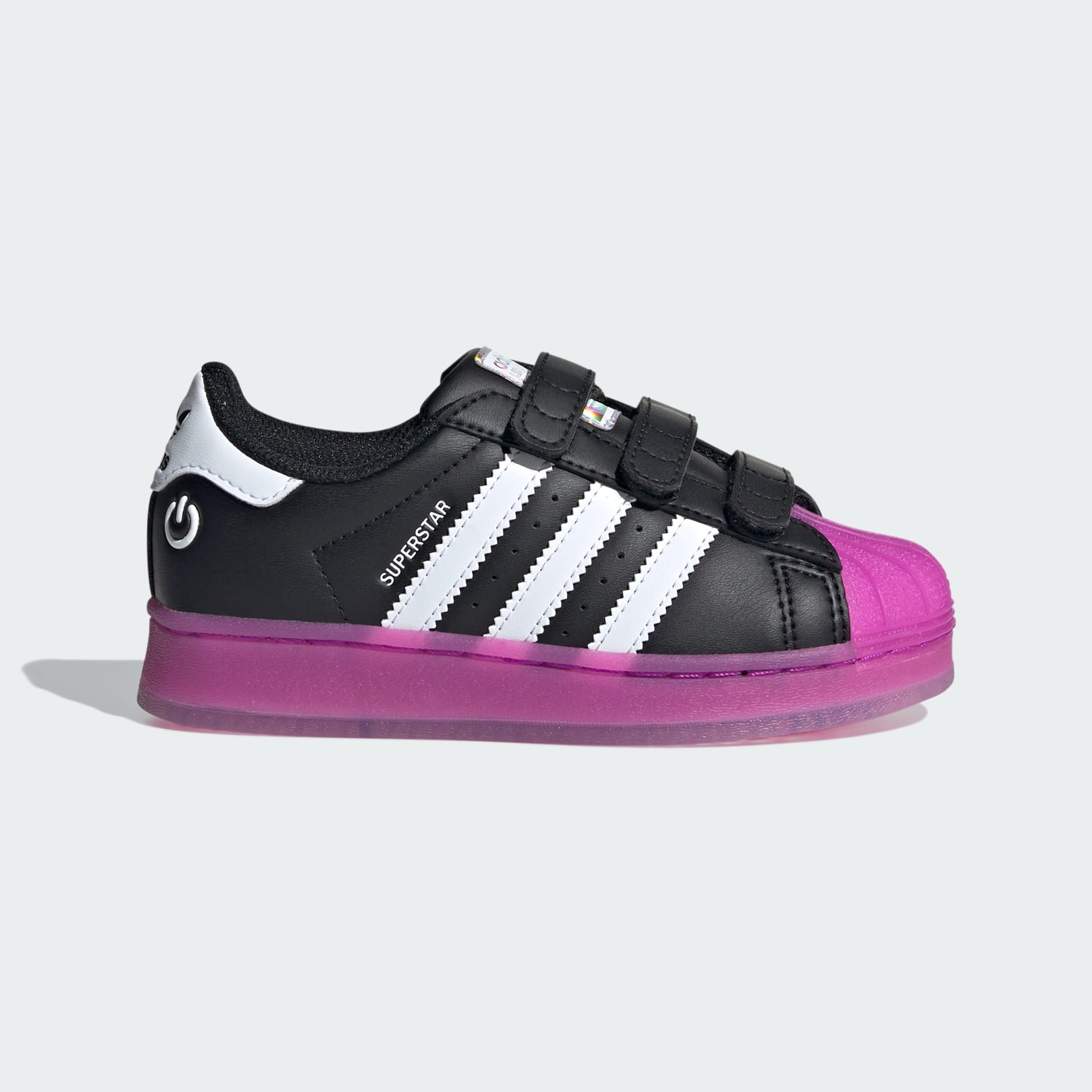 Adidas white & pink superstar trainers junior best sale