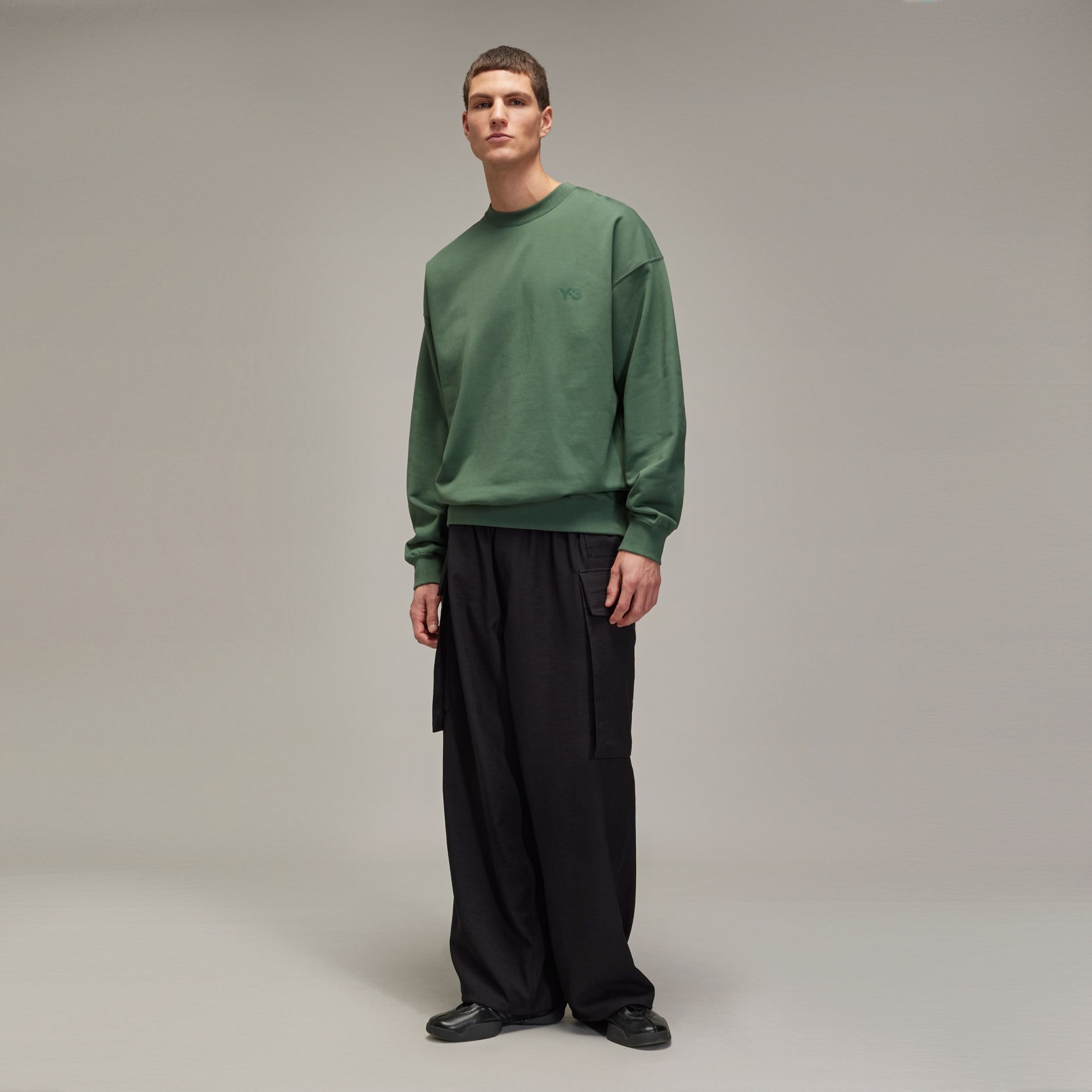 Clothing - Y-3 French Terry Crew Sweater - Green | adidas South Africa