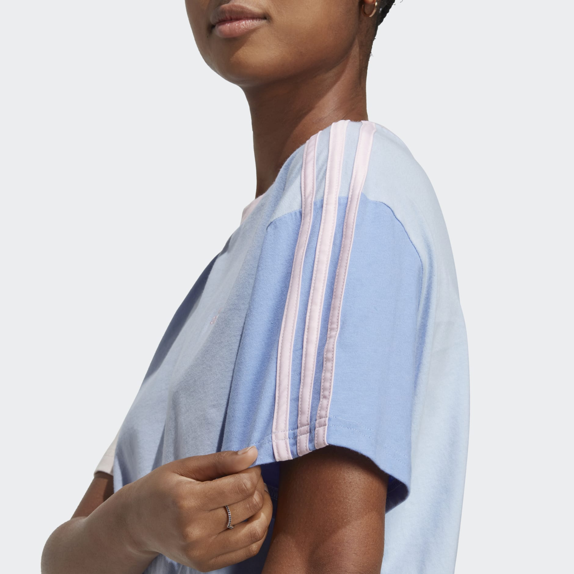 Women\'s Clothing - Essentials 3-Stripes Single Jersey Crop Top - Blue |  adidas Egypt